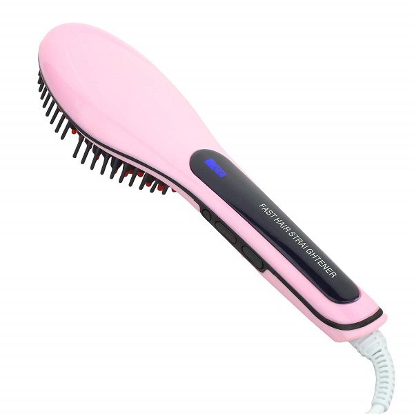 Fast Anti-Scald Electric Hair Straightening Brush With LCD Temperature_0