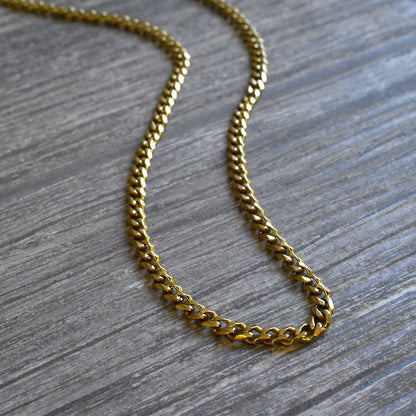 Gold Curb Chain in Stainless Steel  3,5mm Wide 60cm Long_1