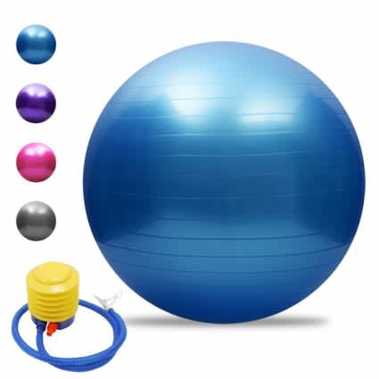 PVC Anti-burst Yoga Stability Balance Ball + Air Pump - Blue_0