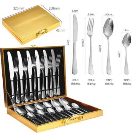 24pcs Silver Cutlery Spoon Fork And Knife Set_0