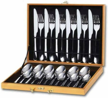 24pcs Silver Cutlery Spoon Fork And Knife Set_1