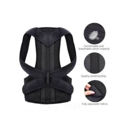 Back Pain Posture Corrector - Large / Plain Black_2