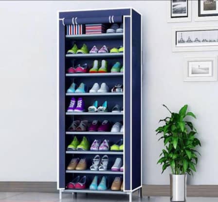 Navy- Portable Shoe Rack 9 Tier Organizer_0