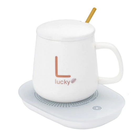 Electric Coffee Warmer Coaster and Mug Set - White_0