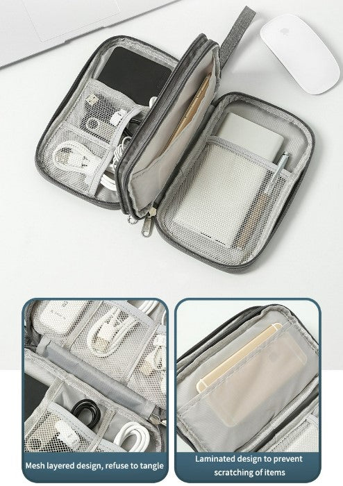 Multifunctional Portable Travel Data Cable Storage Bag - Grey_2