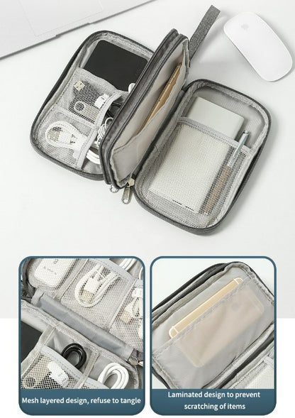 Multifunctional Portable Travel Data Cable Storage Bag - Pink_3