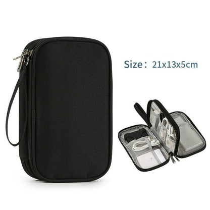 Multifunctional Portable Travel Data Cable Storage Bag - Black_0