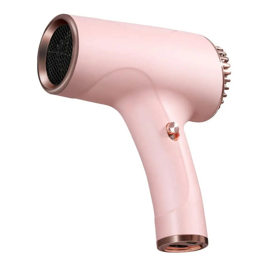 2600mAh Cordless Anion Blow Dryer Portable Hair Dryer 40/500W USB Rechargeable Powerful 2 Gears - Pink_0