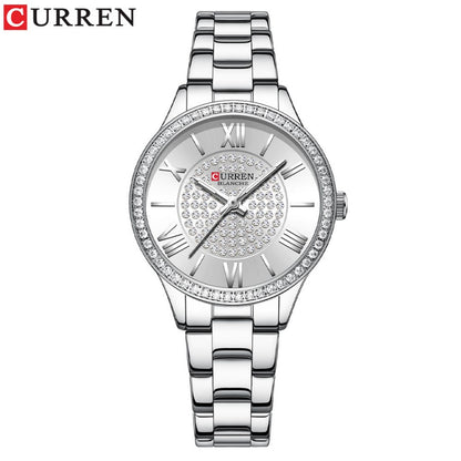 CURREN Ladies Watch Fashion Steel Band Watch - White_0