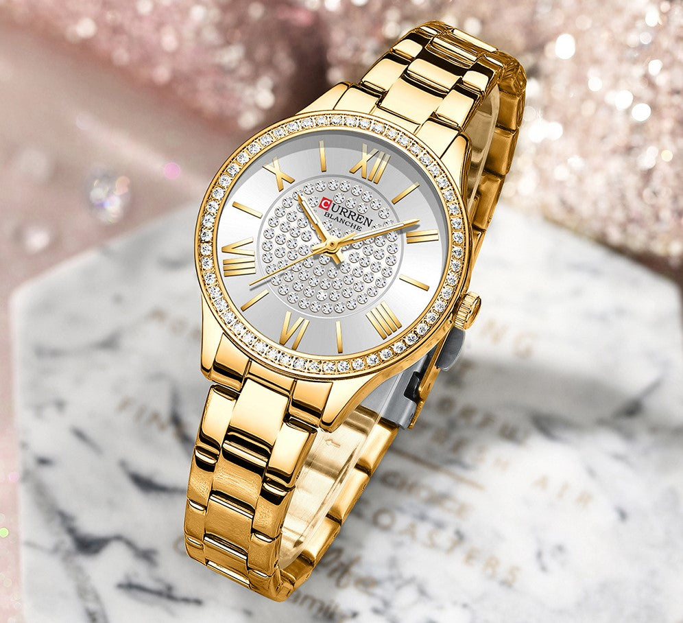 CURREN Ladies Steel Watch - Gold White_1