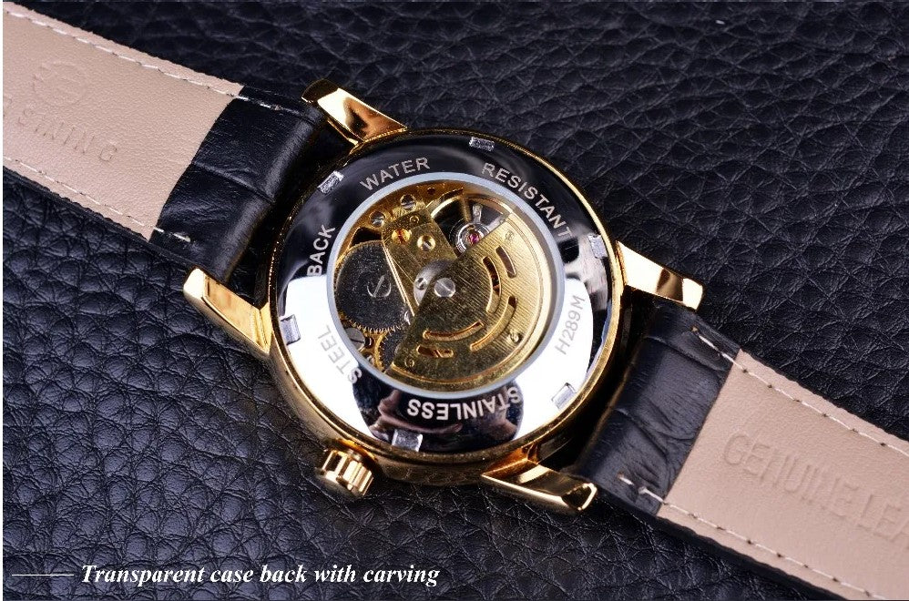 Forsining Hollow Engraving Skeleton Casual Designer Brand Automatic Watches - Black_4