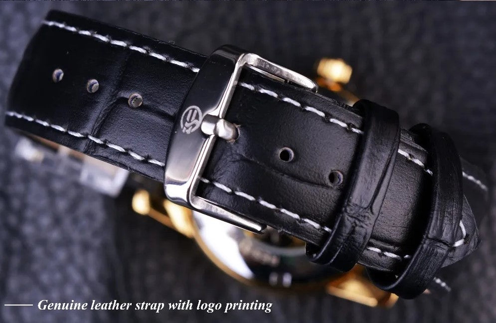 Forsining Hollow Engraving Skeleton Casual Designer Brand Automatic Watches - Black_5