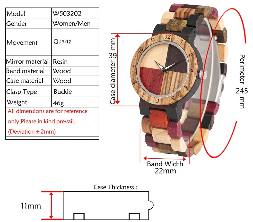 Vintage Wood Pattern Dial Quartz Watch for Women_2