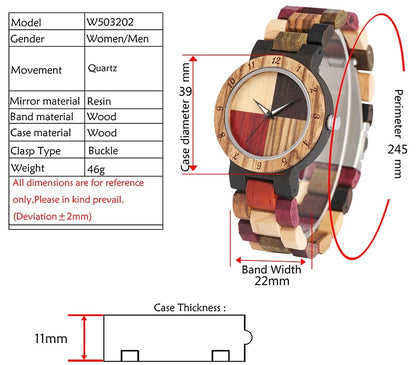 Vintage Wood Pattern Dial Quartz Watch for Women_2