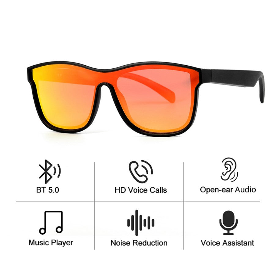 Smart Glasses - Semi-Open Bluetooth Glasses, music, call, voice control sports Sunglasses - Black_8